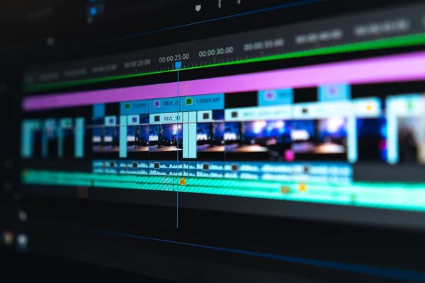 Video editing timeline on a monitor for making short clips